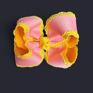 Pink and Yellow smocked bow
